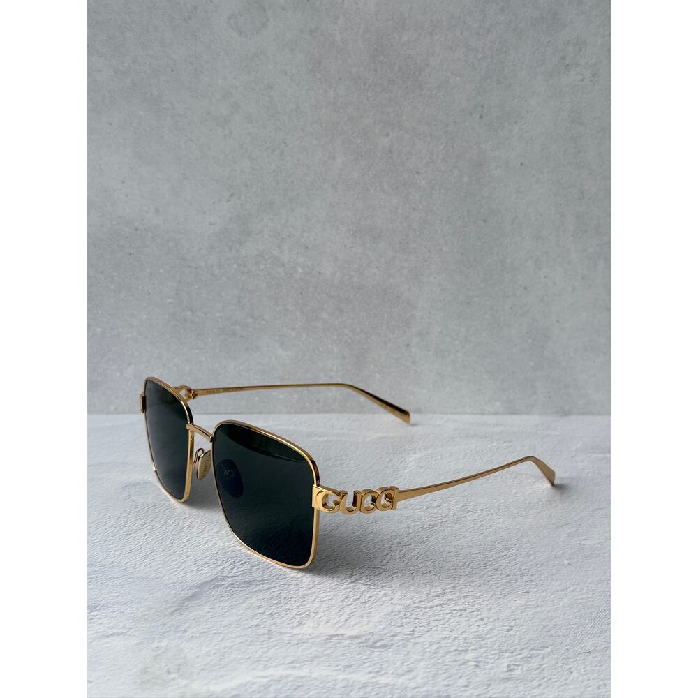 NEW Gucci GG1937S Gold Square Grey Lens Sunglasses $710 - Picture 6 of 10